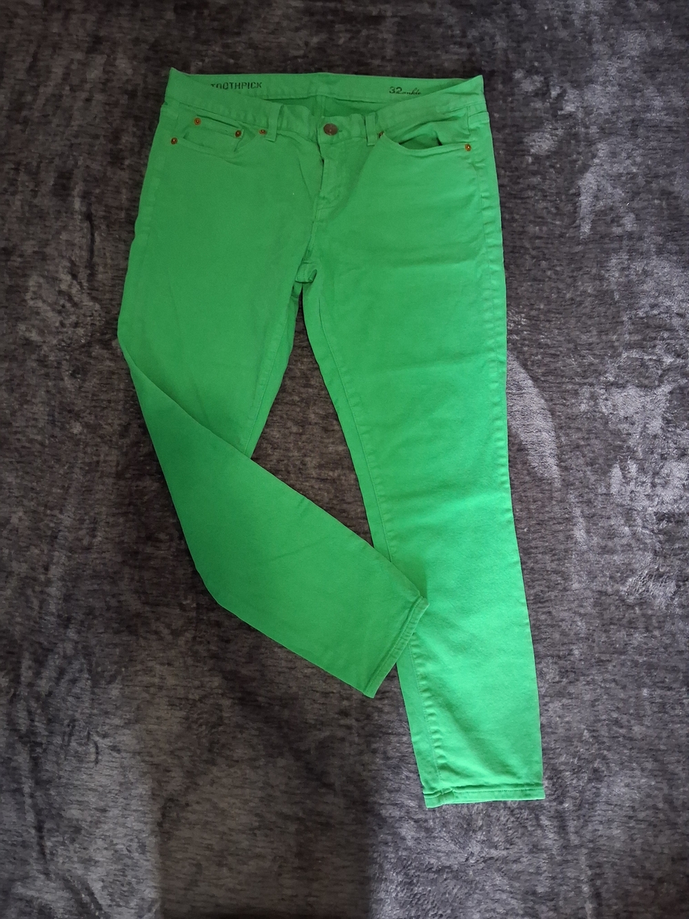 J.CREW Toothpick Green Denim Skinny Jeans/Pants Stretch Women Size 32